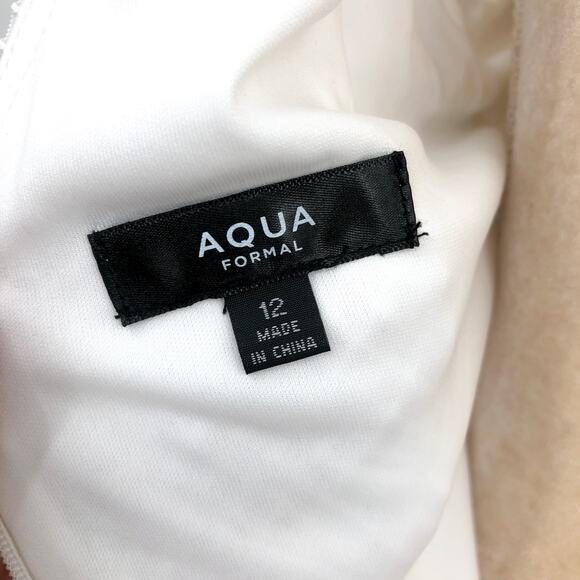 AQUA FORMAL Women's Rhinestone Embellished Fishnet Gown Size 12 Ivory NWT - Picture 15 of 16